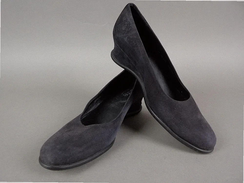 Arche Damen Schuhe Pumps Gr. 37 schwarz Velour Leder Wedges Keilabsatz (19591)