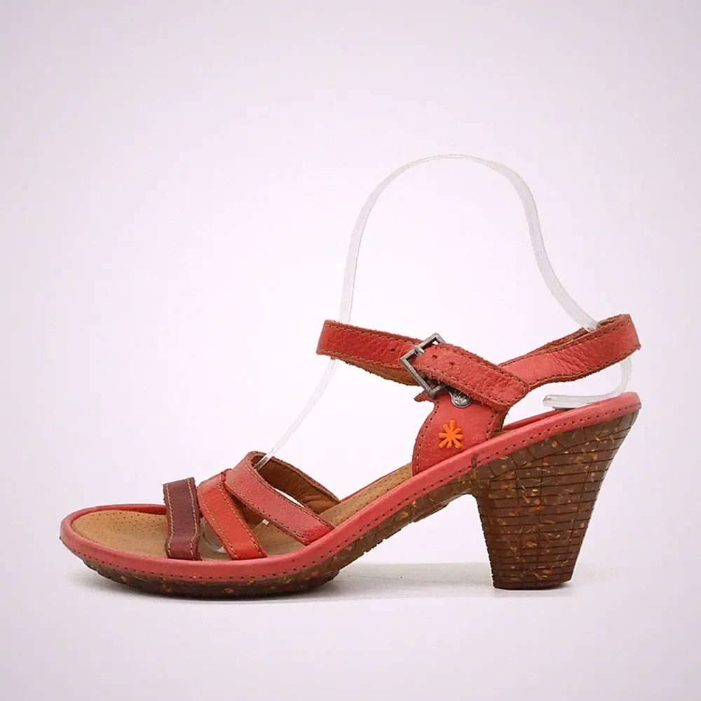 Art Damen Sandaletten EU 39 Keilabsatz Rot Schnalle, Bequemes Fußbett Sandalen