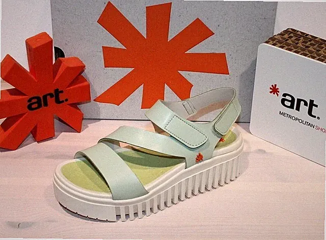 ART Plateau Sandale Leder Sandalette Klett BRIGHTON Nappa - Made in Spain - Neu!