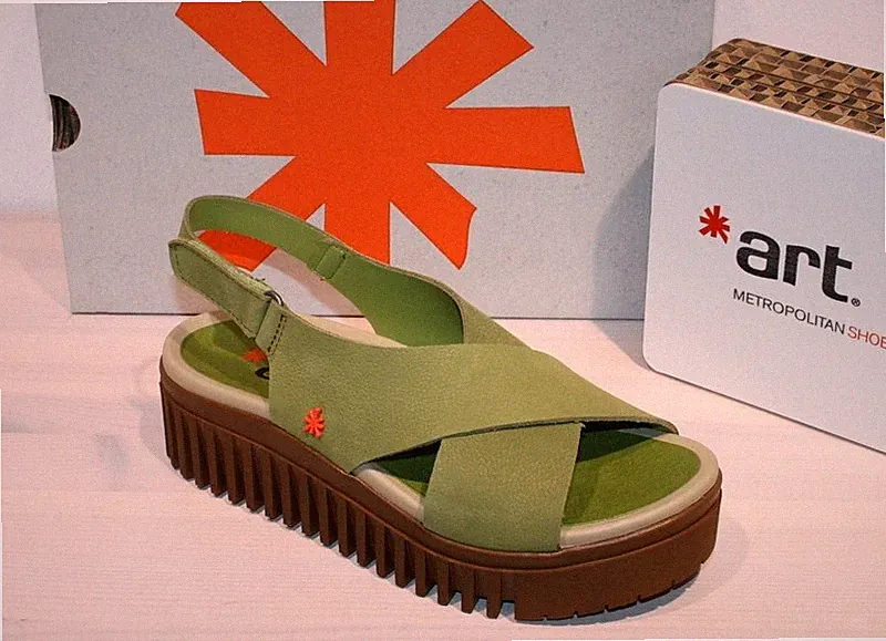 ART Plateau Sandale Leder Sandalette Klett BRIGHTON Nubuk - Made in Spain - Neu!