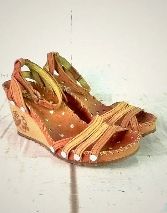 ART Sandale Sandalette Plateau Wedges Keilabsatz Schuhe Damen Leder Braun Gr. 37