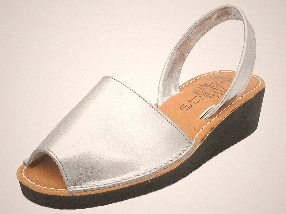 Avarca Damen Sandalen mit Keilabsatz weiß Leder Keilsandalen Keilsandaletten NEU