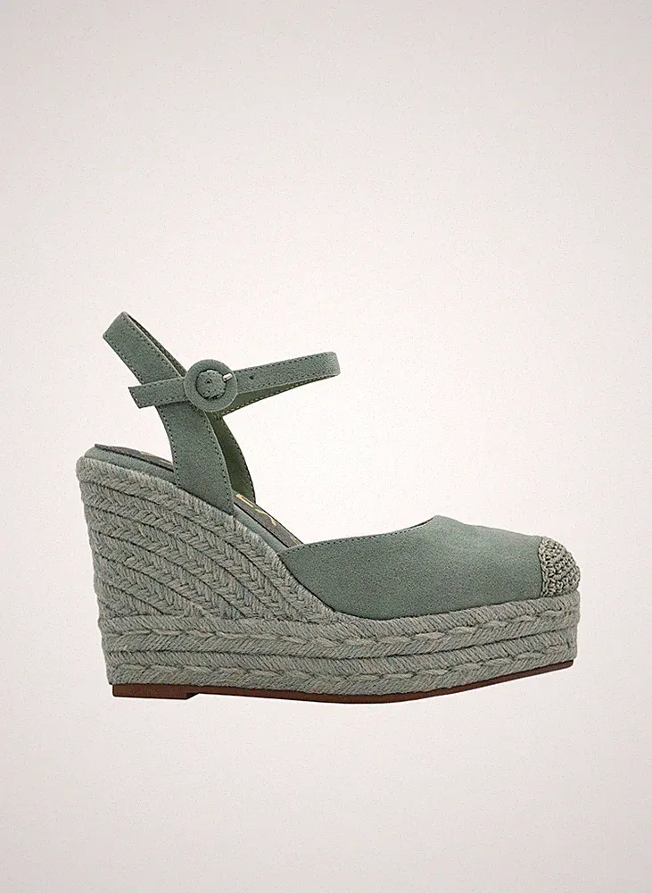 AZAREY 494J475 Damen Sandale Keilabsatz Kordel Absatz 10 Einlegesohle Leder