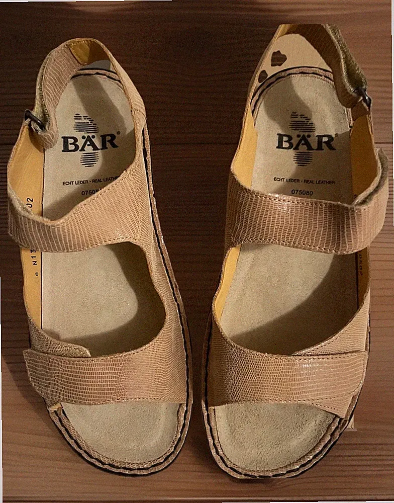 BÄR Sylva Damen Keilsandalen Leder Beige Klettverschluss verstellbar EU 42