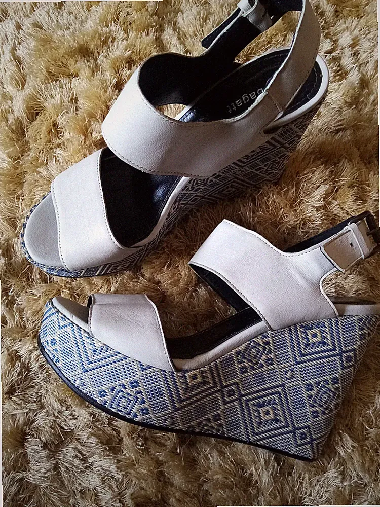 Bagatt Keilabsatz Sandalette Keilsandaletten Weiß blau Absatzschuhe