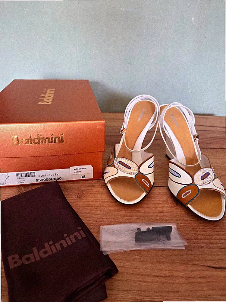 Baldinini Damen Sandalen Slingback Keilabsatz Leder Mehrfarbig EU 38