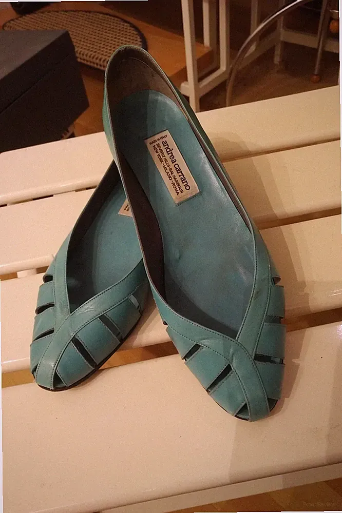 Ballerina „Oceano Türkis“ Keilabsatz vorn wie Sandale gearbeitet 38,5 Designer