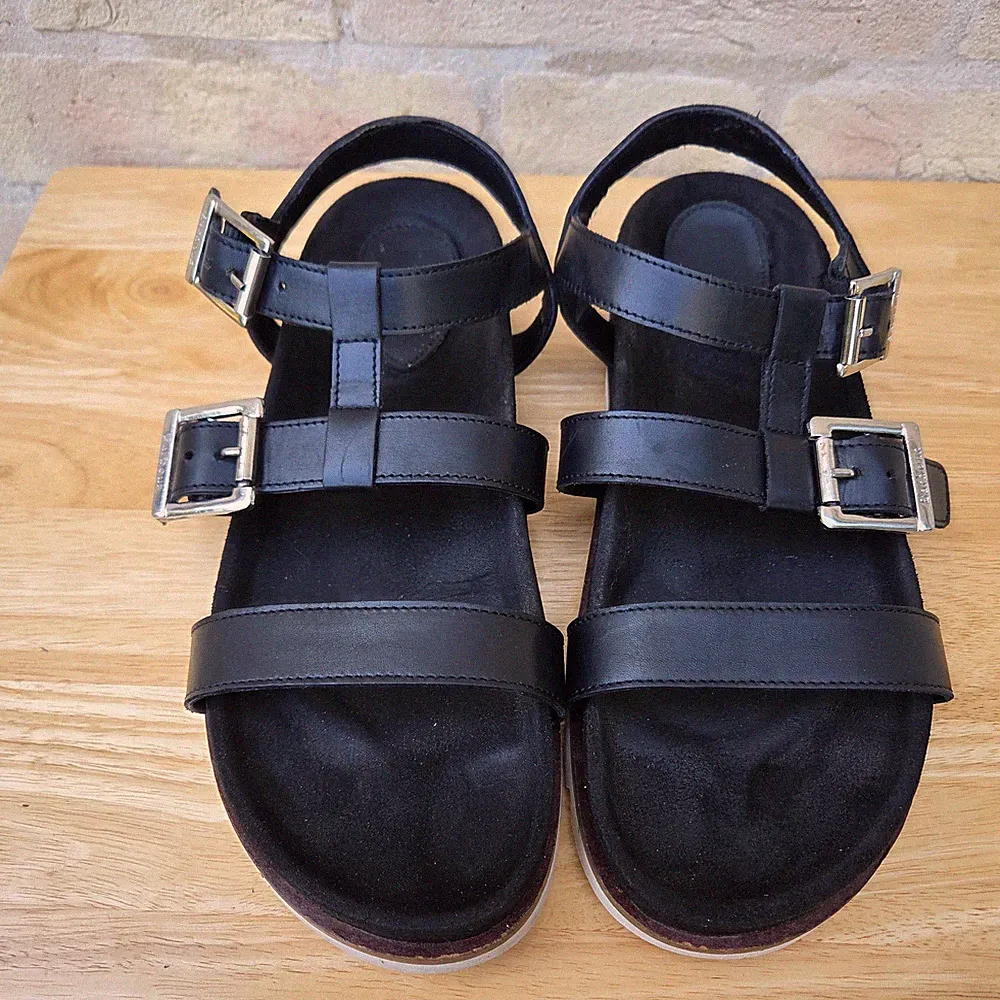 Barbour Sandalen Größe UK 6 schwarz Leder Gladiator Fischerstil