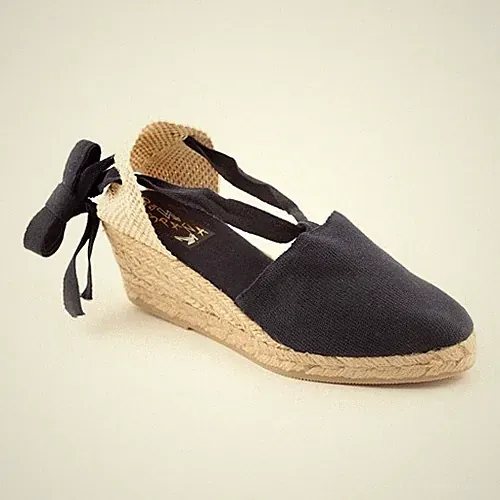 Baumwolle Keilabsatz Espadrilles Schnürsandalen Damen 25 Farben Made in Spain