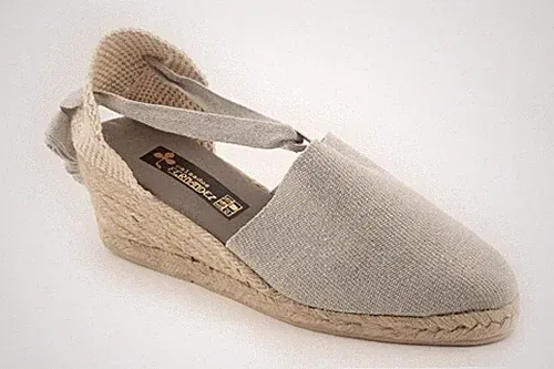 Baumwolle Keilabsatz Espadrilles Schnürsandalen Damen 25 Farben Made in Spain