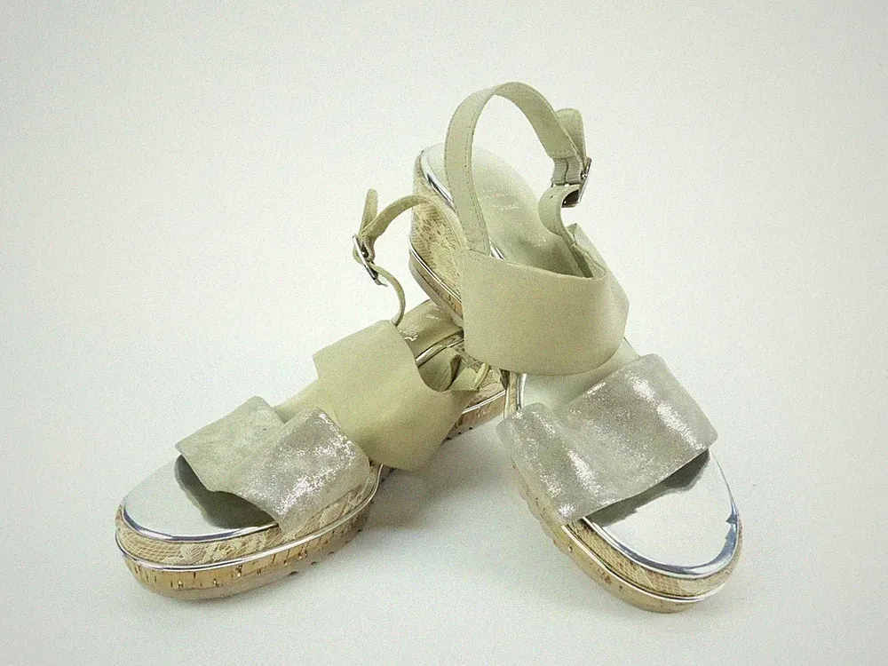 Be Natural by Jana Pumps 40 G beige Sandalette Peeptoe Slingback Leder (18738)
