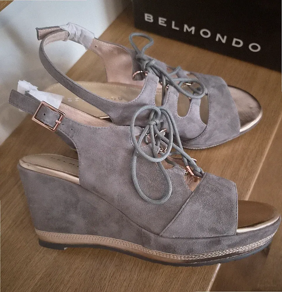 Belmondo Damen Keilsandalen Wildleder Grau EU 37 Schnürung Schnalle