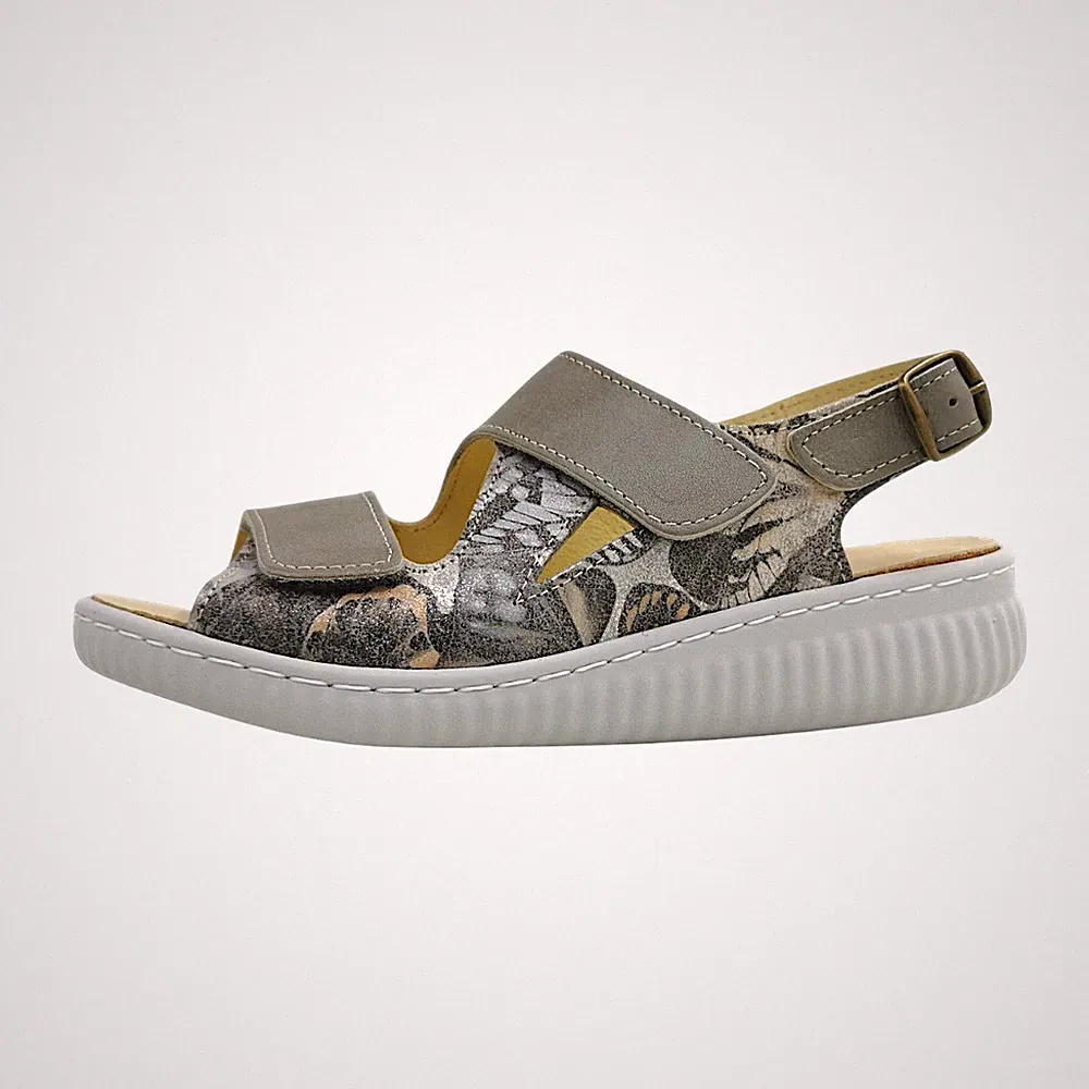 Belvida Damenschuhe Sandalen Bequem Grau Freizeit