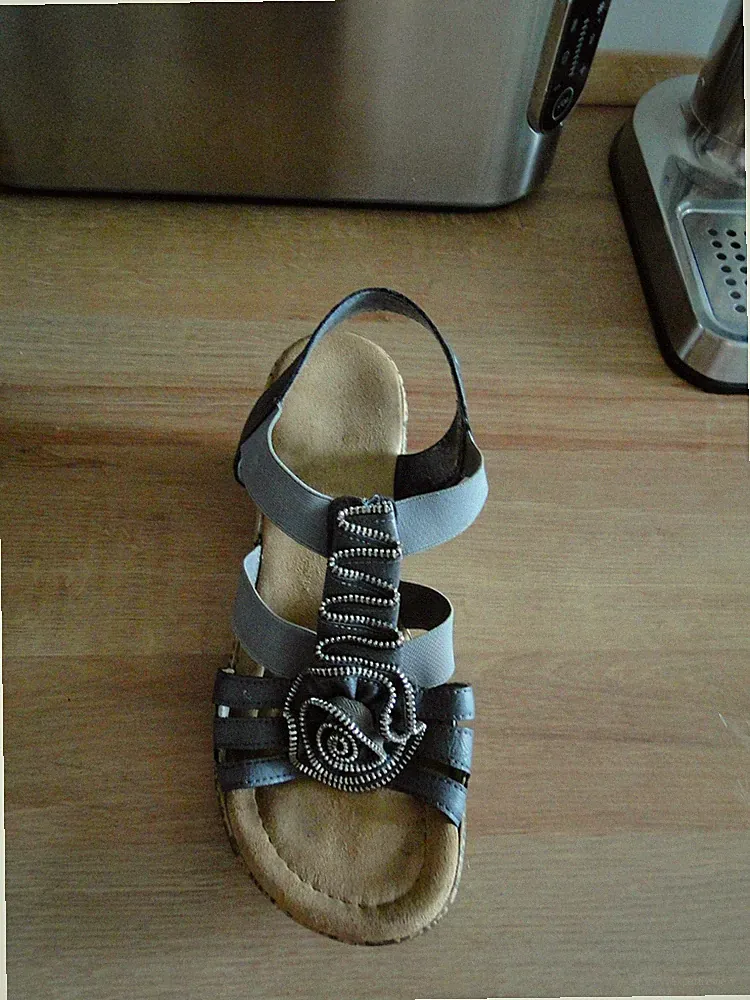 Bequeme Rieker Sandalen Gr. 37 Antistress Grau Silber TOP