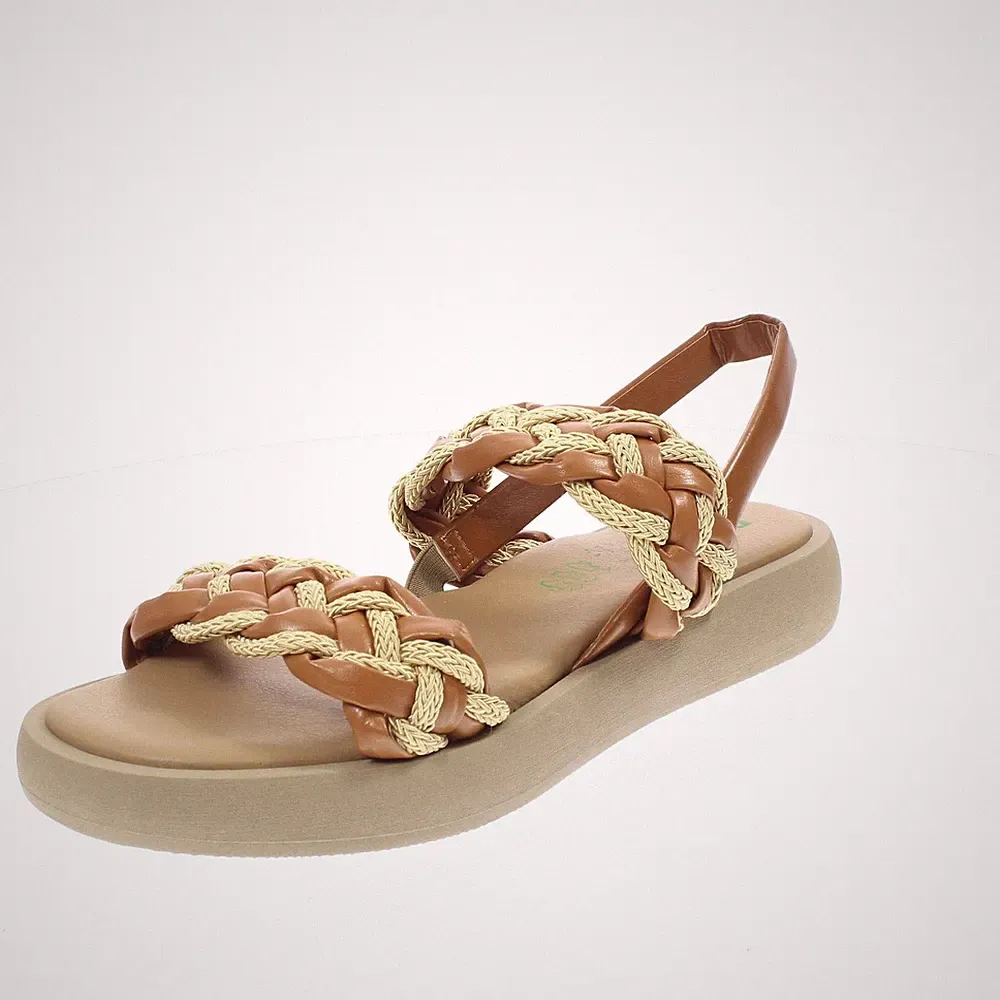 Bio Plateau Sandalen Synthetik braun - Damen Schuhe Sandalen Keilabsatz und Plateau