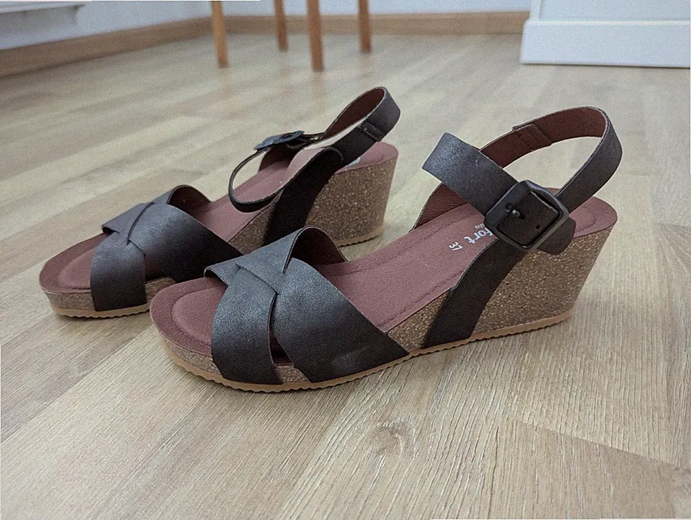 Biocomfort -Keilsandalette Gr. 37 - vegan - dunkelbraun - neu