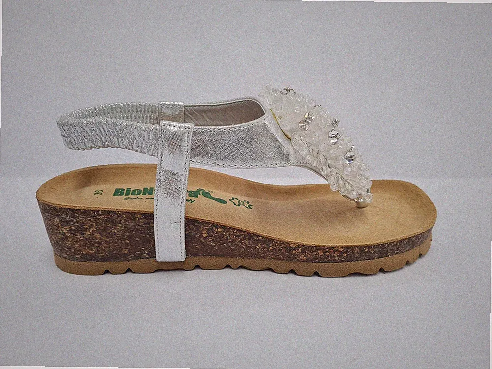 Bionatura Damen Sandale/Zehentrenner mit Keilabsatz, elastisch und Accessoire - LMARG (Ar