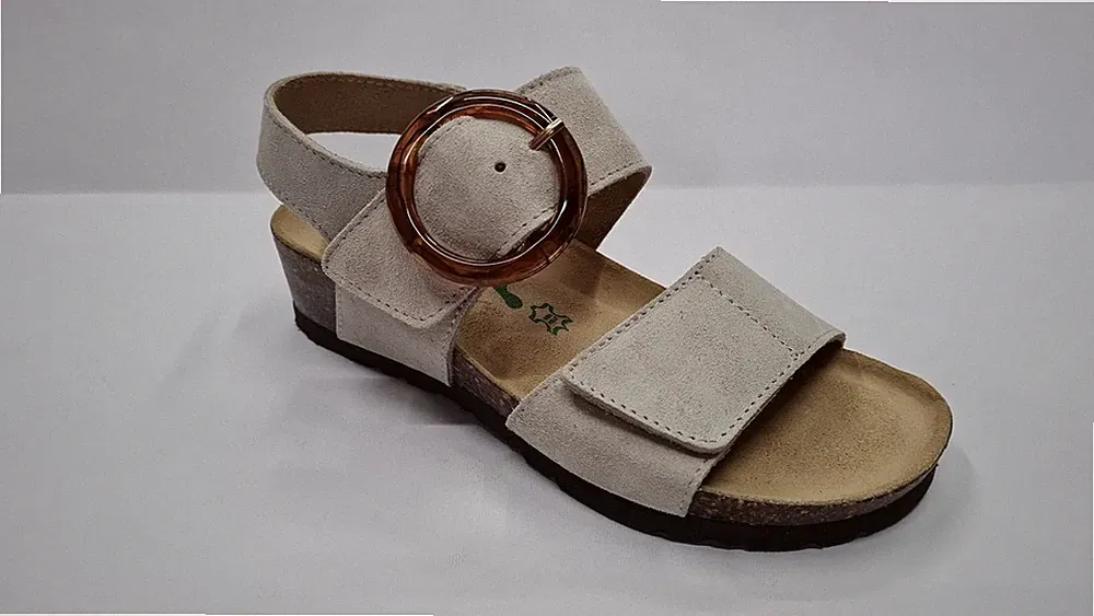 Bionatura Damen Wildleder Sandalen mit Keilabsatz, Schnalle und Riemchen - ICE (I