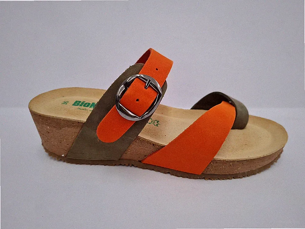 Bionatura Pantoffel/Flip-Flops IN Nakuk Wedges & Schnalle -NA2513 (Orange