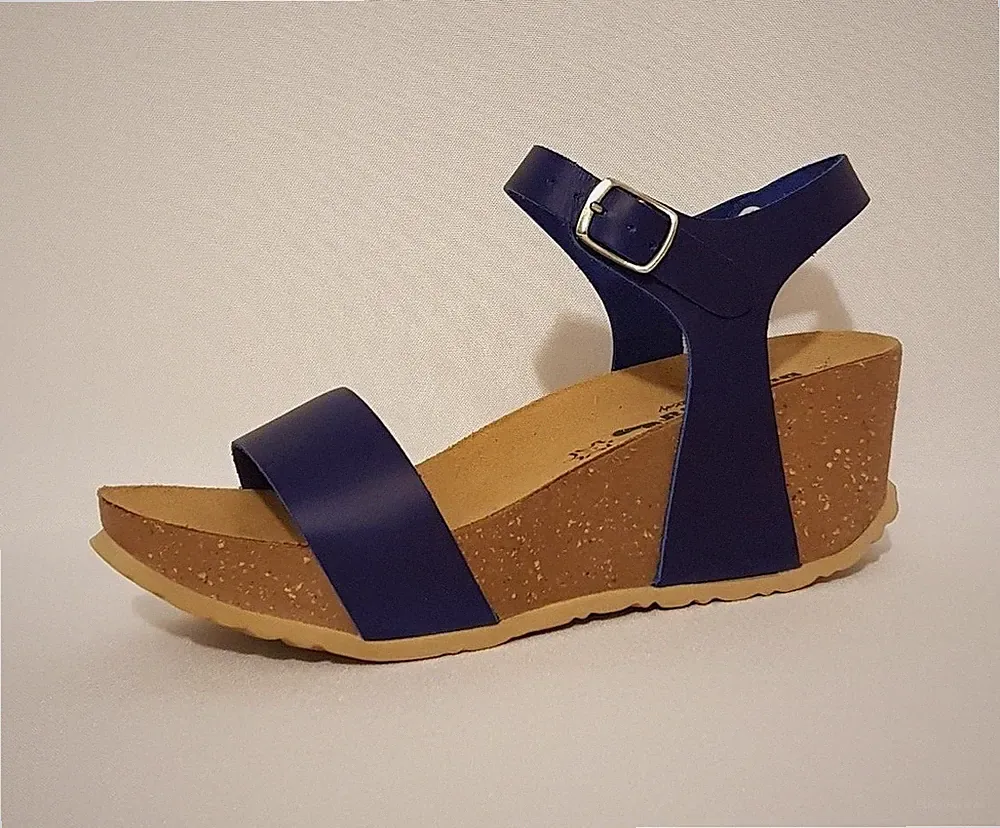 BIONATURA UVP 88€ SCHLANGENGRÜN TÜRKIS BLAU LEDER KEILABSATZ SANDALEN SCHUHE DAMEN