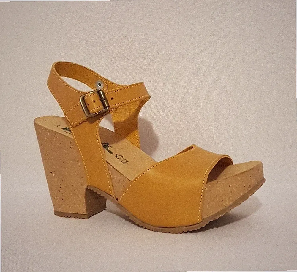 BIONATURA UVP 88£ VACCHETTA 36A904 BLAU HELLBRAUN GELB ECHTLEDER KEILABSATZ SANDALEN