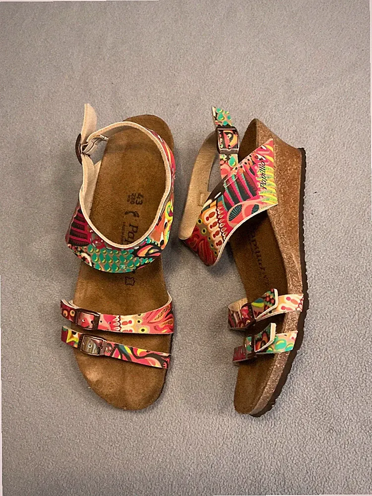 Birkenstock, Papillio Riemchensandalette 43, schmale Weite, bunt top