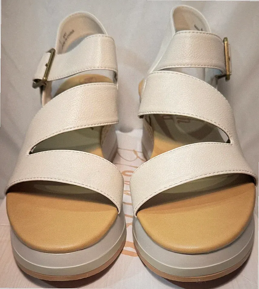 Blowfish Kunstleder Sandalen UK 8 / 41 Solly Off White High Wedge Plateau Absatz