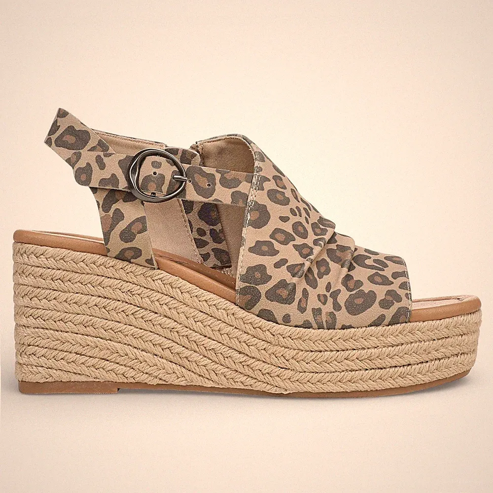 Blowfish Malibu Amira Damen-Sandalen Leopardenmuster Keilabsatz Slingpumps Sommer Absatz