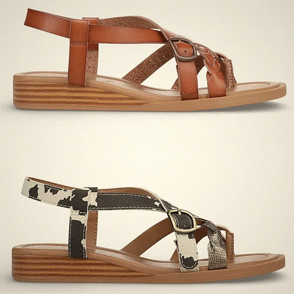 Blowfish Malibu Damen April Flach Schnalle Riemchen Mikro Keilabsatz Sandalen