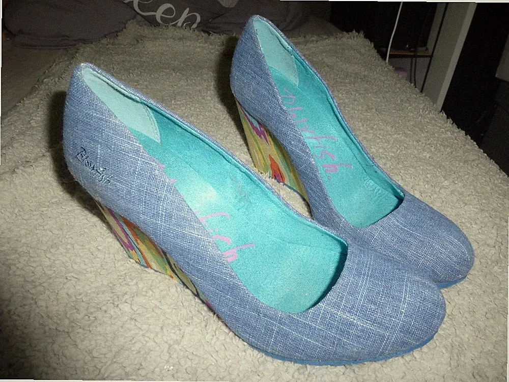 Blowfish Malibu - Pumps Wedges Keilabsatz blau bunt Jeans cooler Absatz - Gr. 39