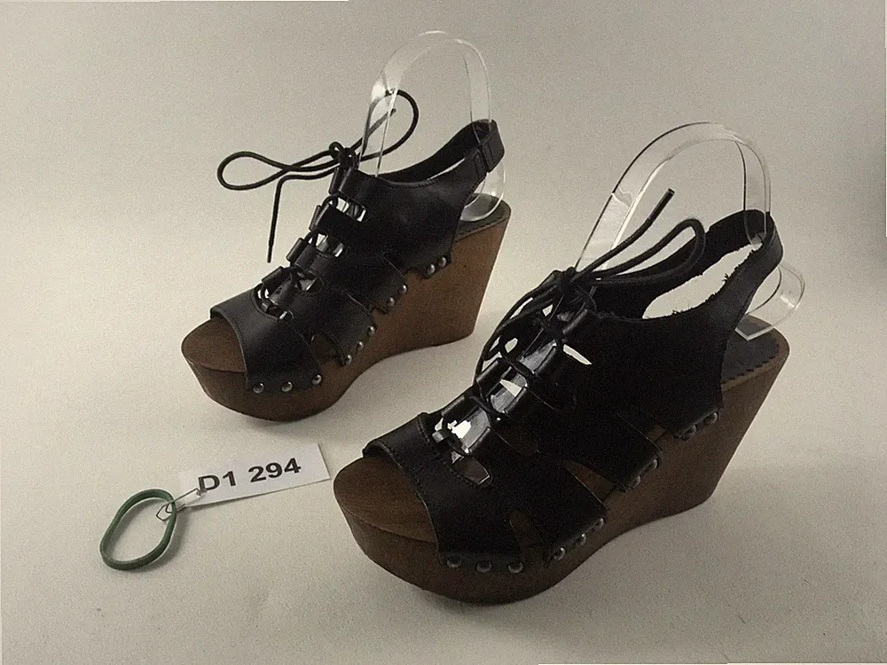 BLUE COX Plateau Wedge Holz Sandalen Damen Sandaletten Damenschuhe EUR 37 D1 294