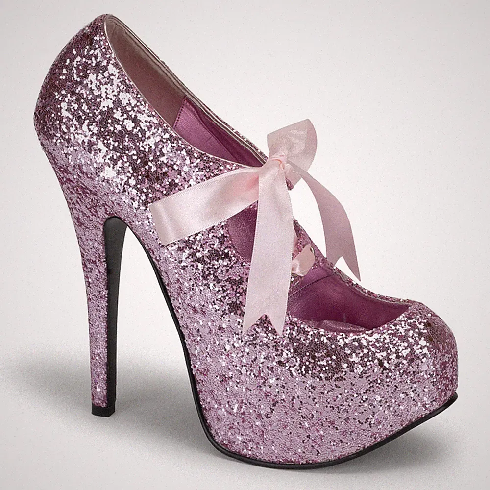 Bordello Glitzernde Plateau-Pumps mit Schleife Teeze-10G babypink