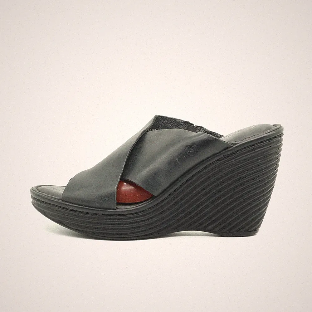 Born Damen Sandalen EU 42 D28903 Schwarz Bequemes Fußbett Handcrafted Footwear