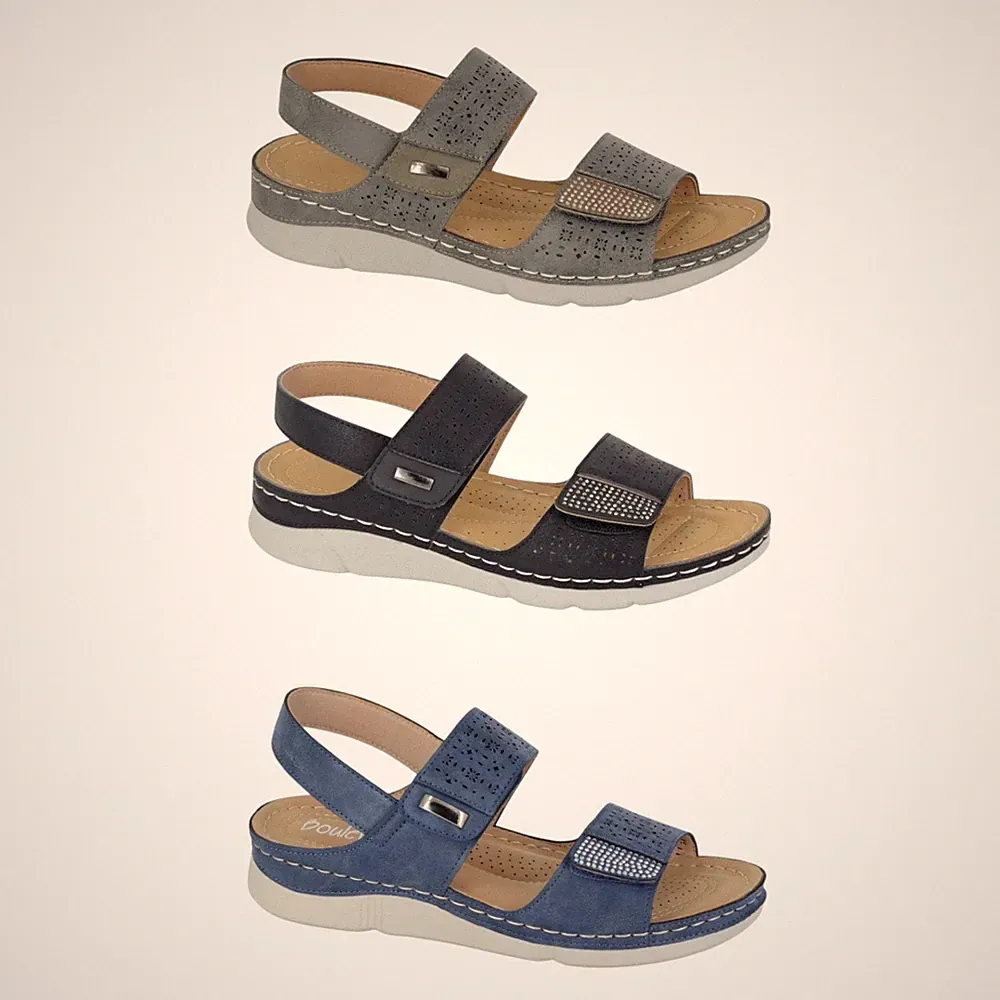Boulevard Damen Sandalen Twin Touch Verschluss Slingback Komfort Sommerschuhe