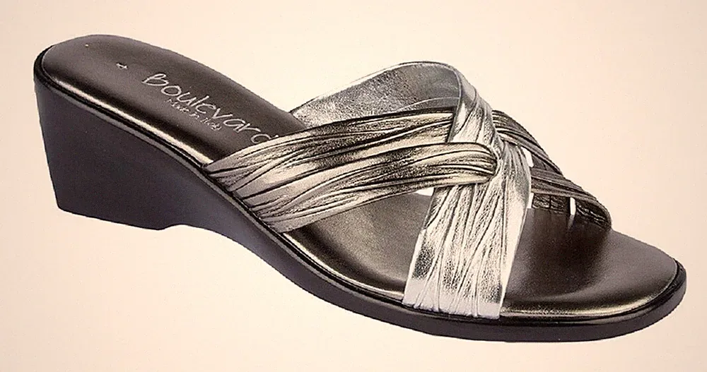 Boulevard X Riemen italienische Maultiersandalen Zinn/Silber PU