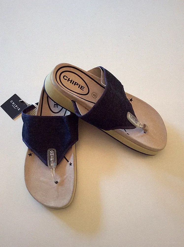 BRANDNEUE DUNKELBLAUE CHIPIE DENIM ZEHENSTEG FLIP FLOPS GRÖSSE 7,5 /41