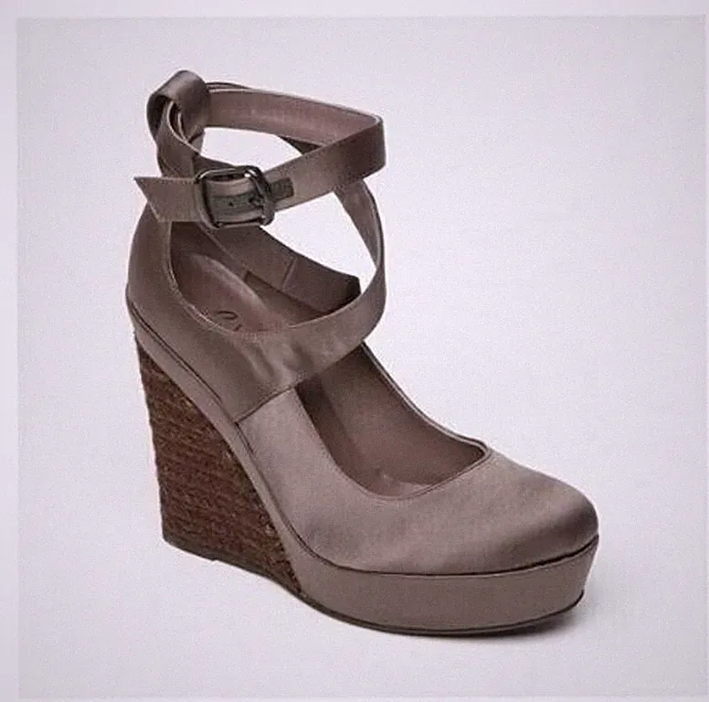 Braun Sandalen 40 / 39 Satin Lina Taupe Bison Absatz 12 cm NEU 180€ Castañer