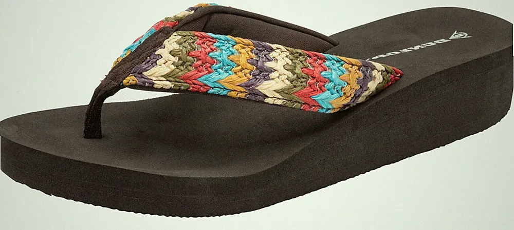 Braune Damen-Sandalen im britischen Design Sommer niedriger Keilabsatz Urlaub Strand Flip-Flops