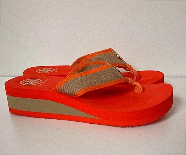 Baumwollmischung Keilabsatz Sandalen