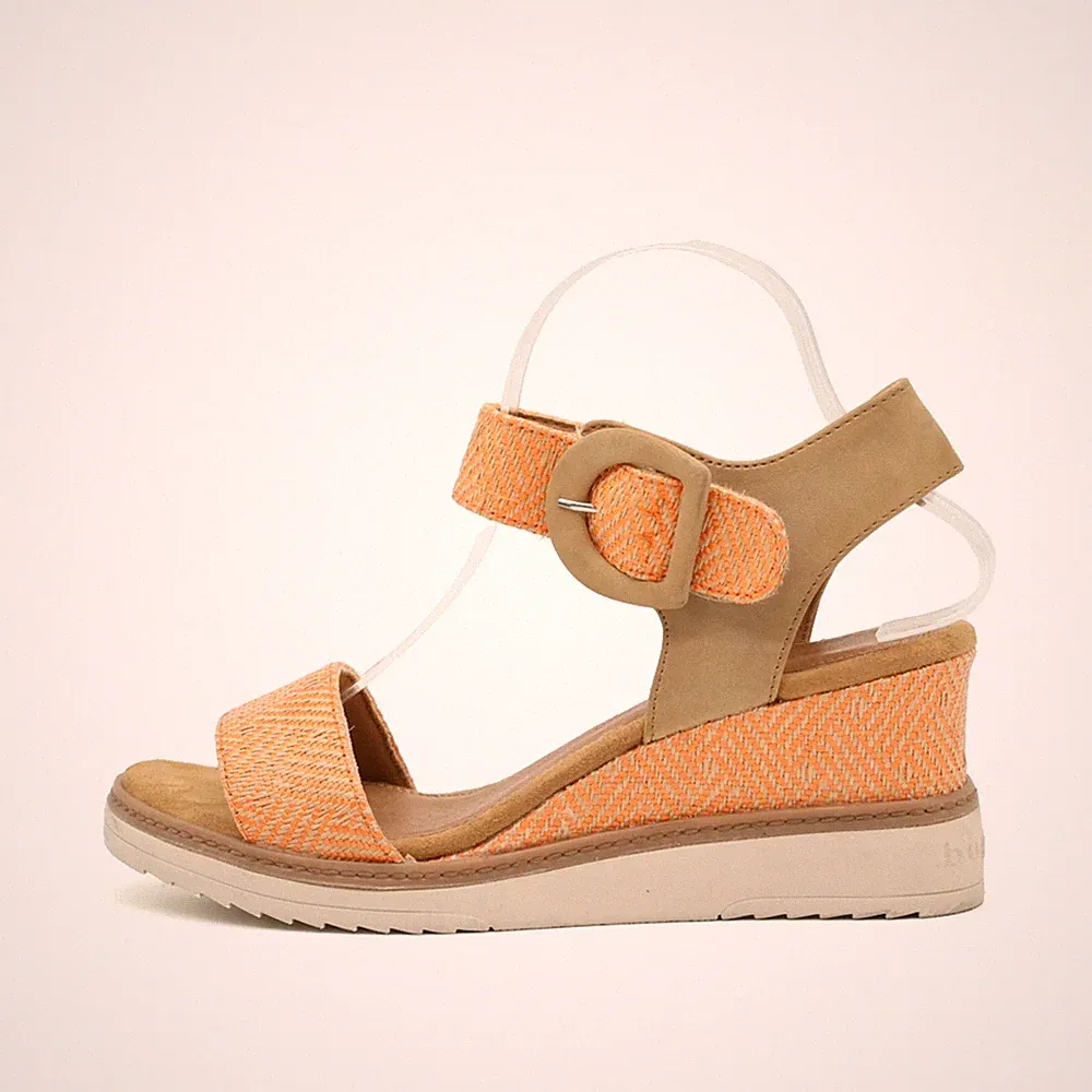bugatti Damen Sandaletten EU 40 Sommersandale Keilabsatz Beige Orange Comfort