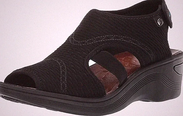 Bzees Dream Peeptoe-Sandalen Damen UK 3,5 EU36 schwarz Mesh Keilabsatz Touch Close