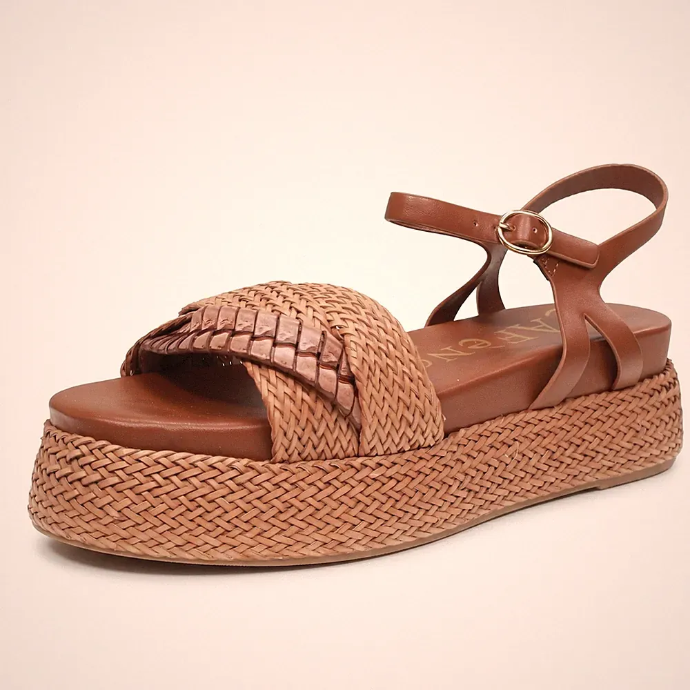 Cafe' Noir Sandalen mit Riemchen und Keilabsatz braun - Damen Schuhe Sandalen