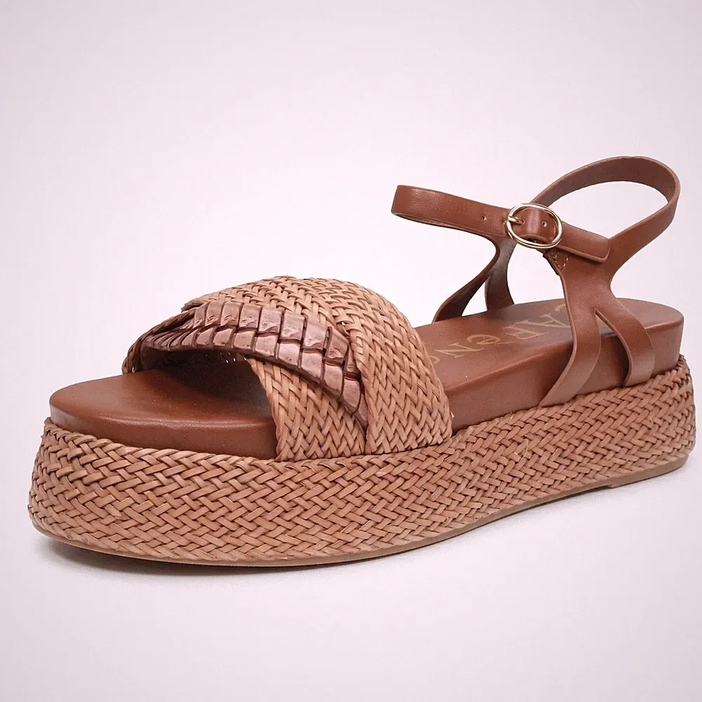 Cafe' Noir Sandalen mit Riemchen und Keilabsatz braun - Größe 35 Damenschuhe