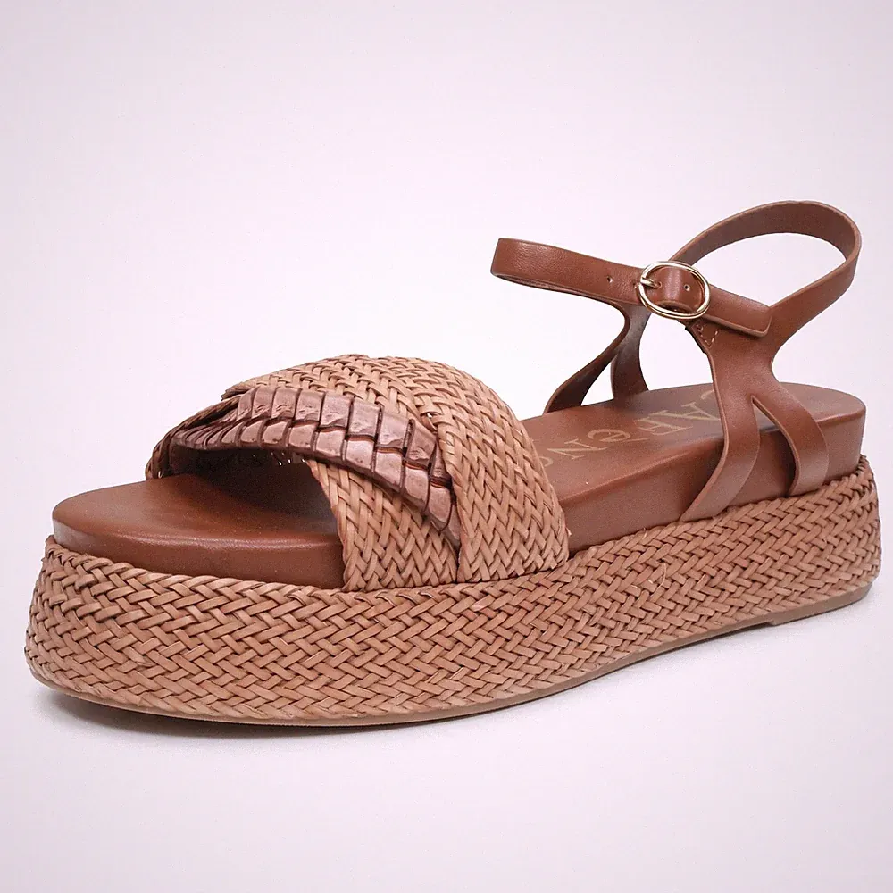 Cafe' Noir Sandalen mit Riemchen und Keilabsatz braun - Größe 37 Damenschuhe