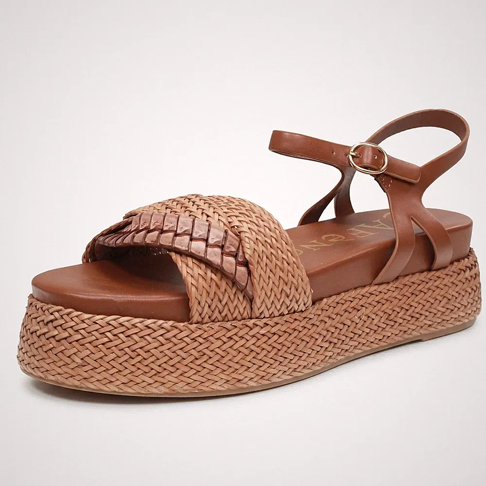 Cafe' Noir Sandalen mit Riemchen und Keilabsatz braun - Größe 37 Damenschuhe