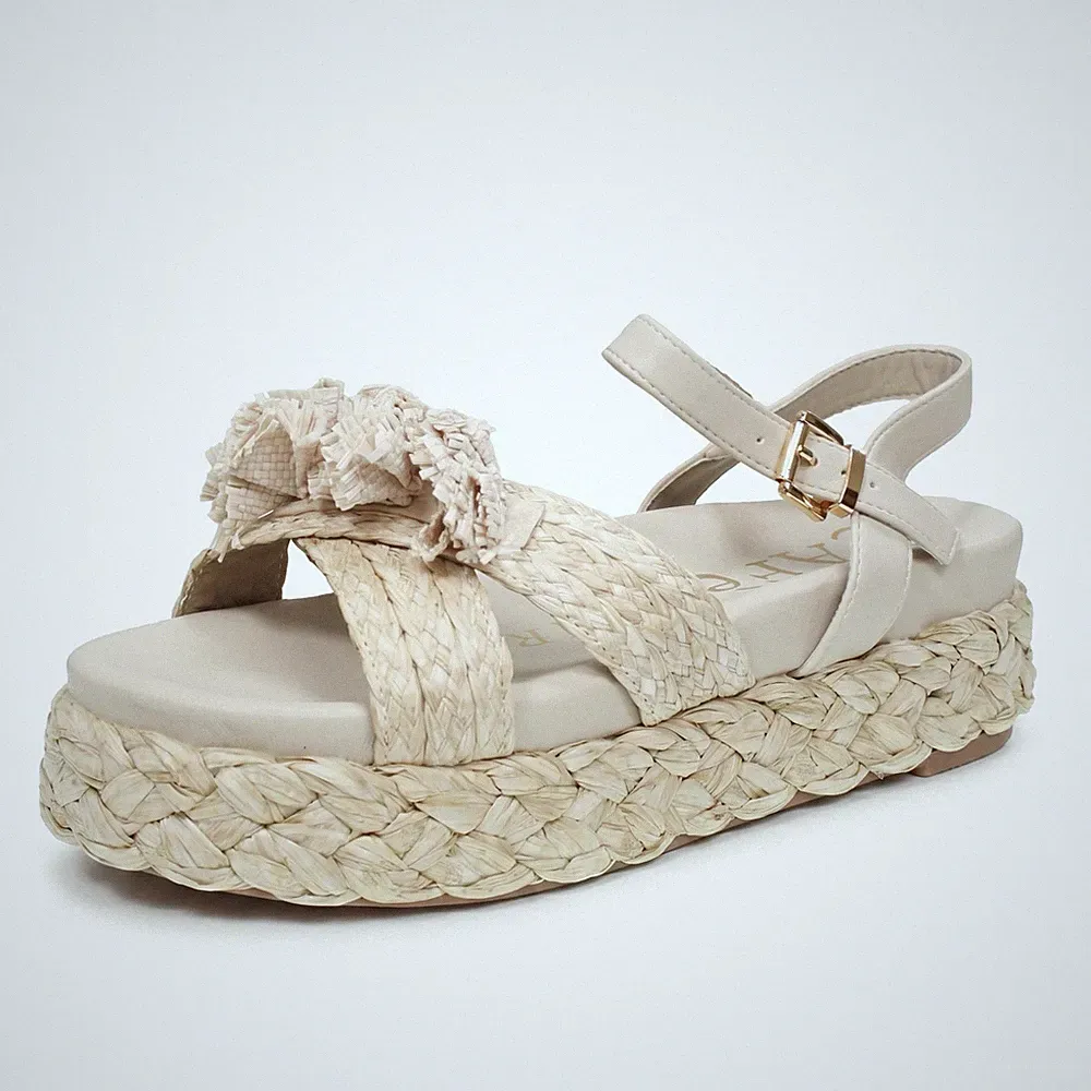 Cafe' Noir Sandalen mit Schnalle und Keilabsatz beige - Größe 36 Damenschuhe Sandalen