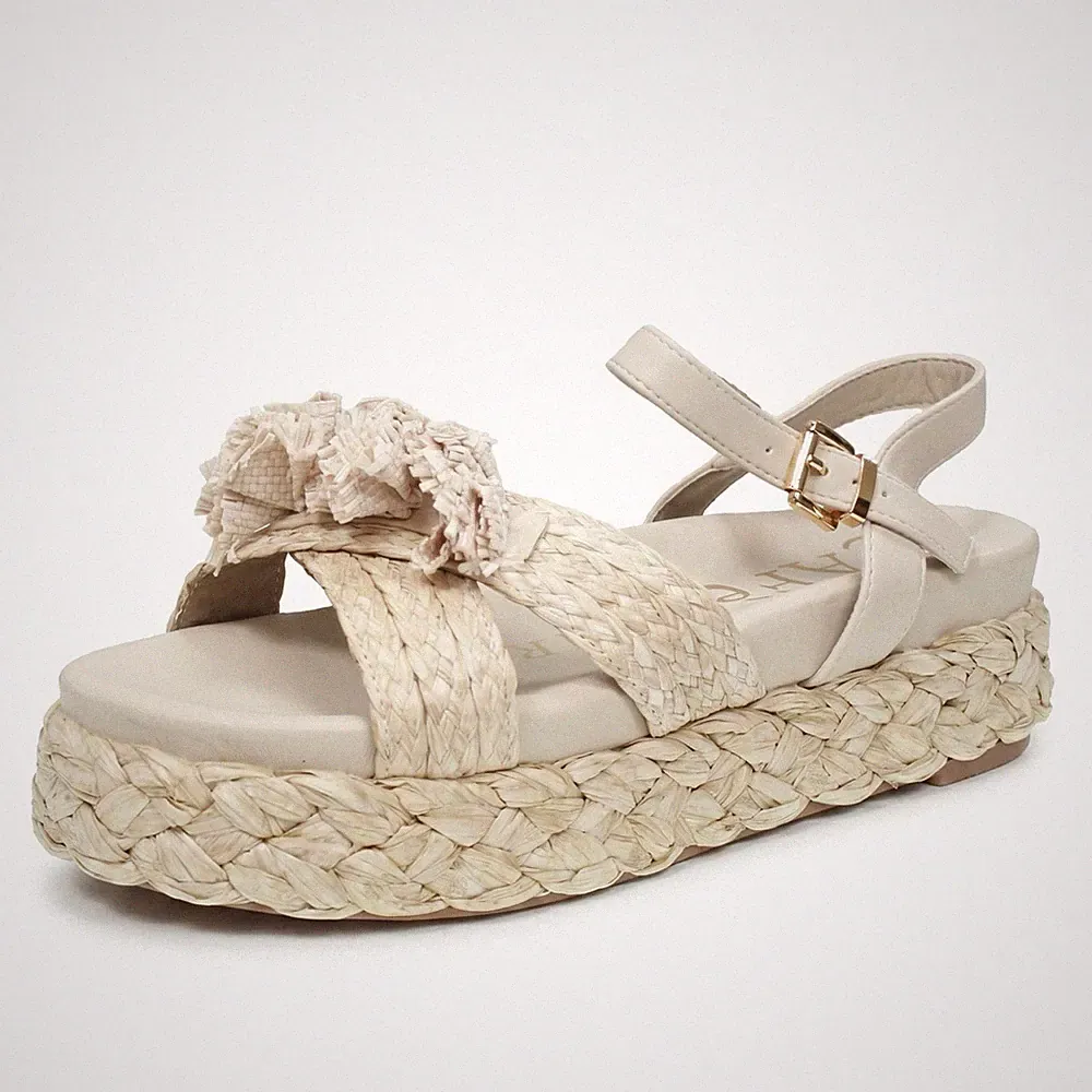 Cafe' Noir Sandalen mit Schnalle und Keilabsatz beige - Größe 36 Damenschuhe Sandalen
