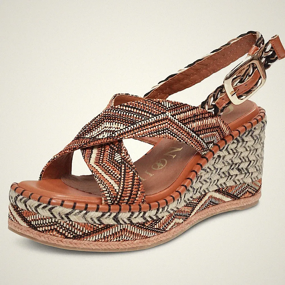 Cafe' Noir Sandalen mit Schnalle und Keilabsatz braun - Größe 39 Damenschuhe Sandalen