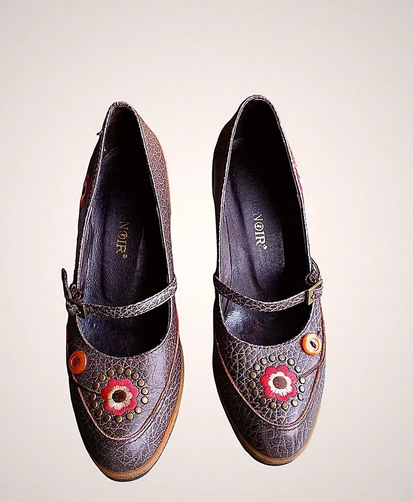 CafeNoir Echtleder Keilabsatz Schuhe Braun Mit Einsätzen Gr. 37 Damen