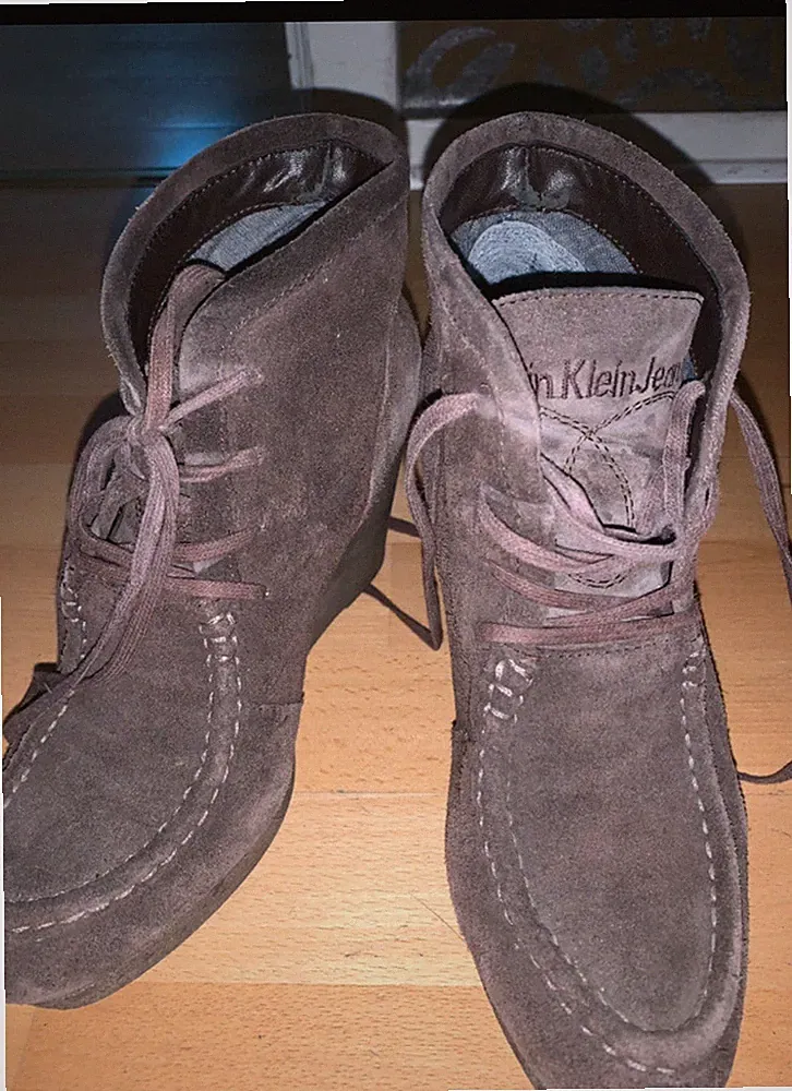 Calvin Klein Keilabsatz Schnürung Boots, Gr. 40